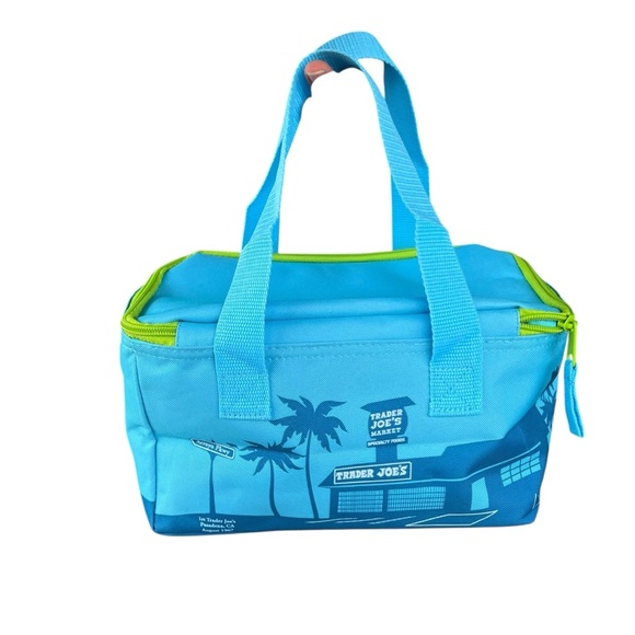 Trader Joe’s Mini Insulated Bag Blue Neon Green Brand New Release 10x6 NWT - Picture 3 of 9